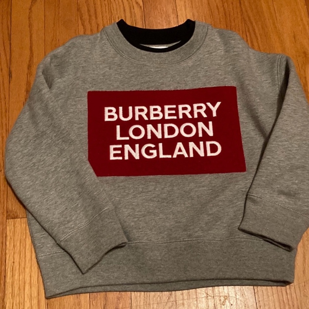 Burberry Gray Sweatshirt with Red Logo 6Y